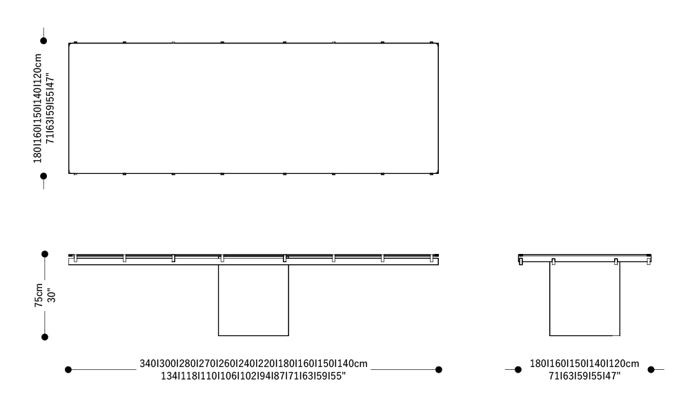 Image of the main dimensions of the product